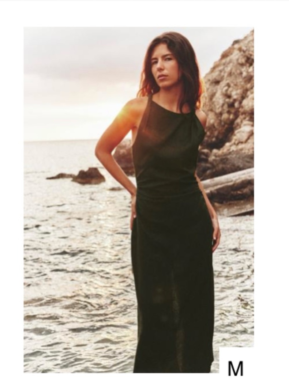 Zara Olive Green Sleeveless Twist Midi Dress